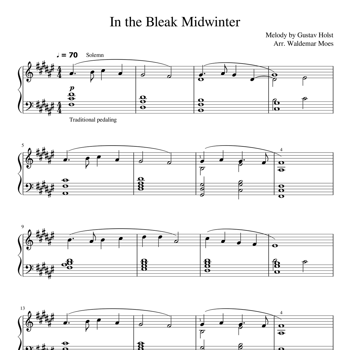 Sheet Music - In the Bleak Midwinter