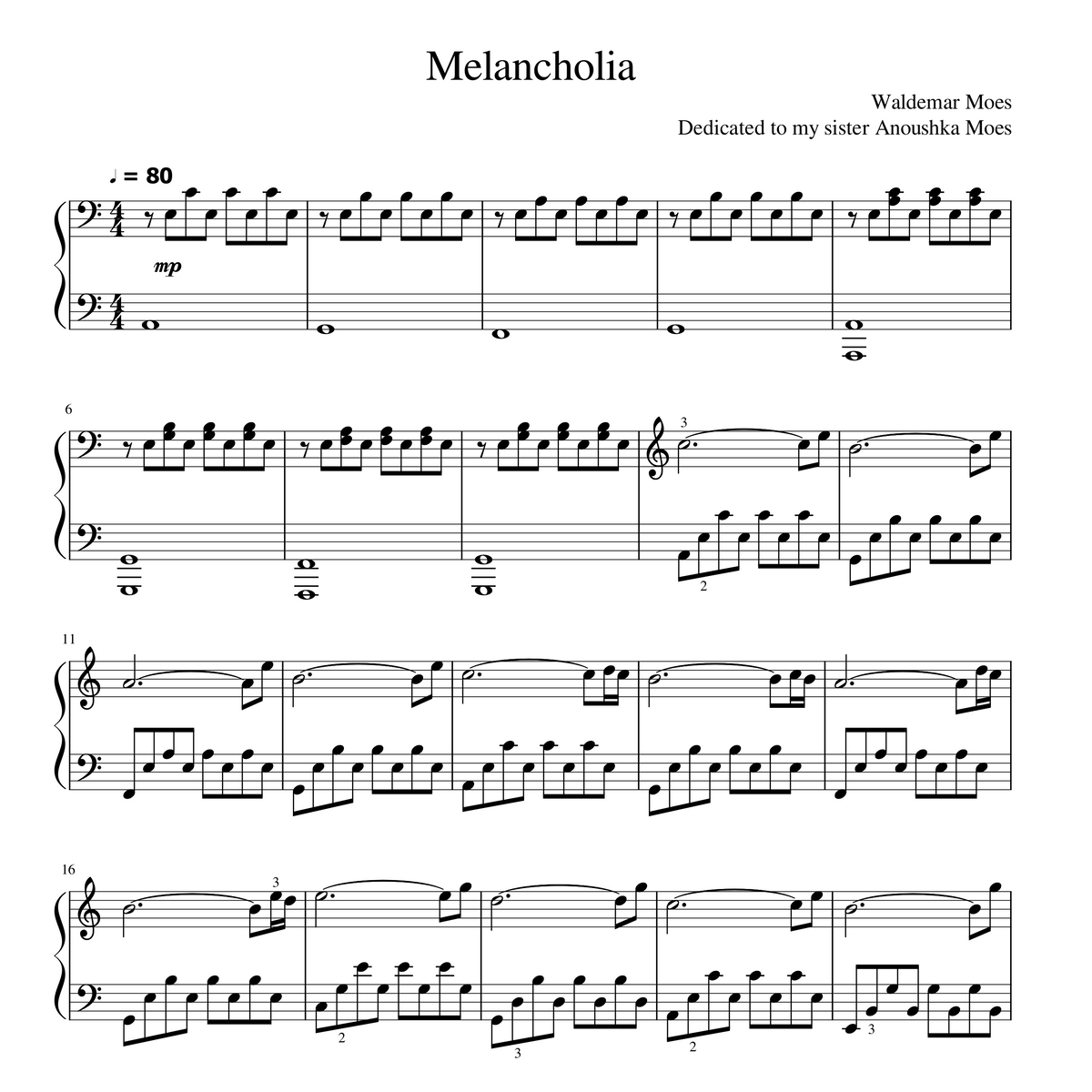 Sheet Music - Melancholia