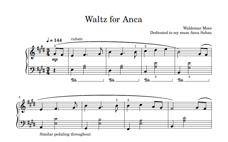 Sheet Music - Waltz for Anca