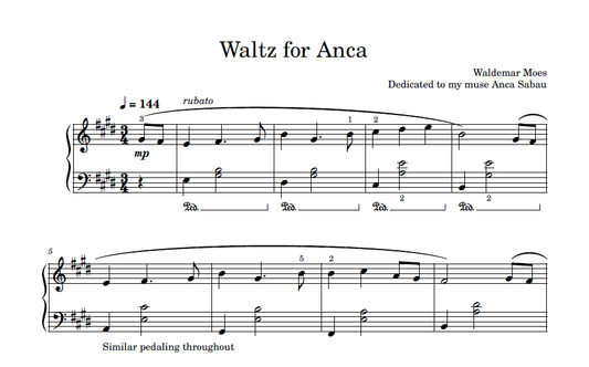 Sheet Music - Waltz for Anca