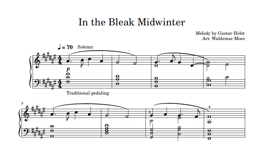 Sheet Music - In the Bleak Midwinter