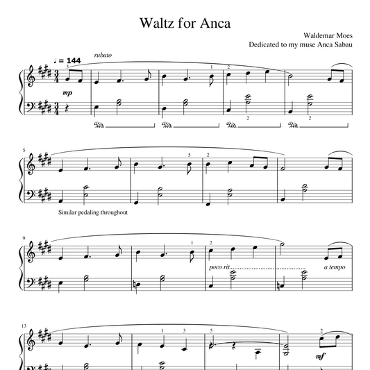 Sheet Music - Waltz for Anca