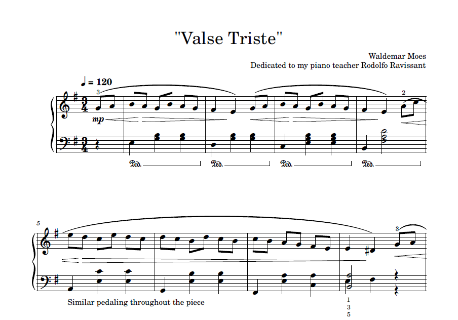 Sheet Music - Valse Triste